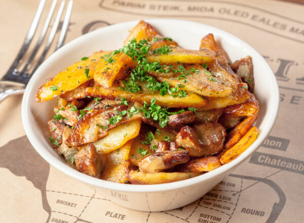 Fried potatoes with Porcini mushrooms
